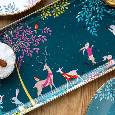 Sara Miller Woodland Tales Sandwich Tray, Deer & Robin